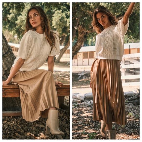 20 Chic Front Tie Pleated Long Skirt - Picture 6 of 7